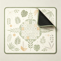 Tapis de Mahjong en Feutre Pliable Antidérapant Motif Feuille de Menthe et Barre de Chocolat Vert pour 4 Joueurs