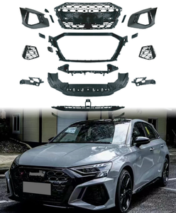 Parachoques Delantero para Audi A3 <span class=keywords><strong>2021</strong></span> Modificado a <span class=keywords><strong>RS3</strong></span> con Rejilla, Difusor Trasero y Tubos de Escape, Nuevas Piezas de Auto - Product Image 1