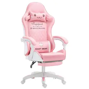 रेसिंग गेमिंग चेयर ब्लैक ऑफिस कंप्यूटर गेम कुर्सियां सस्ती गुलाबी गेमर मालिश कुर्सी पैर आराम और स्पीकर rgb रोशनी के साथ