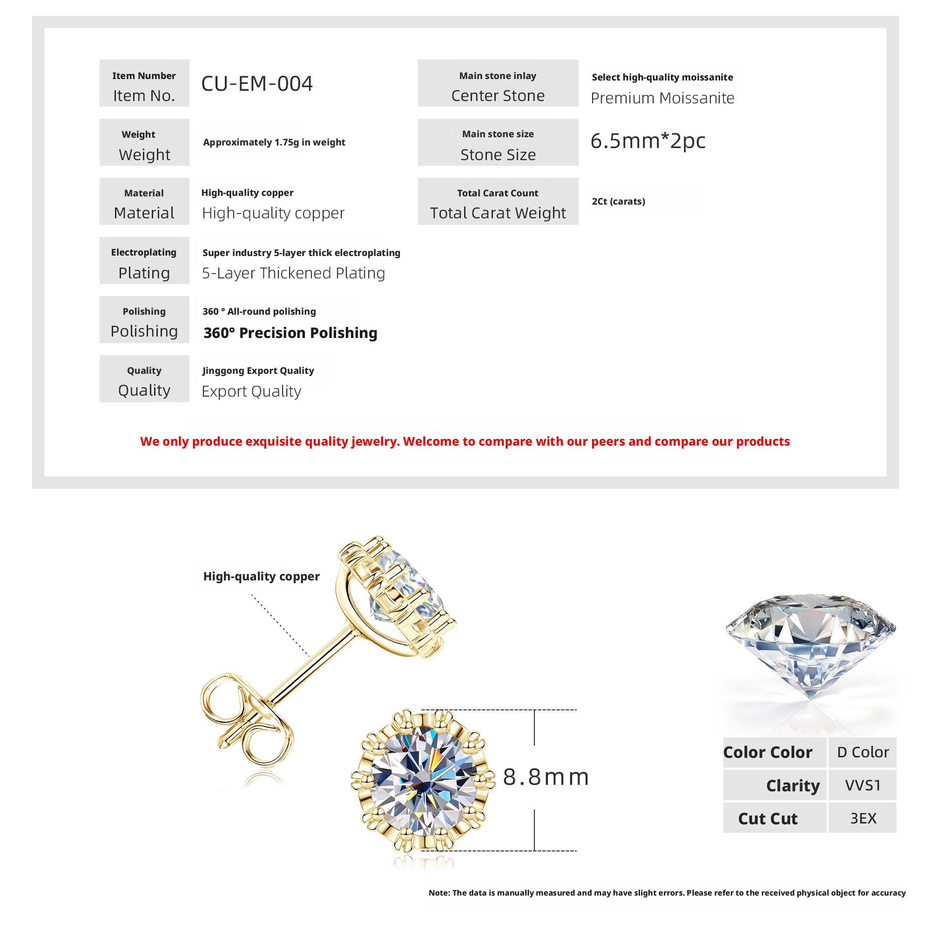 Personalized bright ear studs[KYellow]