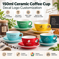 Ensemble de tasses et soucoupes à cappuccino en céramique de qualité commerciale Kingze 150 ml pour les chaînes de cafés