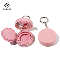 Compact cosmétique vide recyclable rose avec miroir et porte-clés, 53x23mm, capacité 5g, boîtier ABS, insert PP, vente en gros OEM