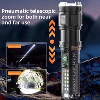 Linterna LED Solar de Aleación de Aluminio, Luz Potente, Alcance de 500m, IP65 Impermeable, Recargable, Portátil, para Emergencias