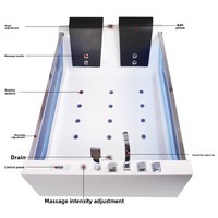 Baignoire de luxe rectangulaire en acrylique pour 2 personnes, design moderne, avec hydromassage et bain à remous pour hôtel, spa intérieur