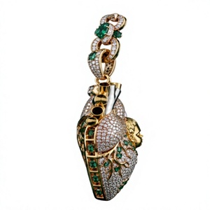 Pendentif Cœur Anatomique en Moissanite, Breloque Plaqué Argent 925, Plaqué Rhodium, Bijoux Hip Hop Unisexe - Product Image 3