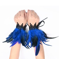 Gants en dentelle pour bal masqué |   Accessoires de costume sur le thème d'Halloween, vêtements de théâtre et de scène, ornés de plumes