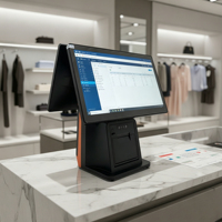 Terminal Punto de Venta con Pantalla Táctil Android para Windows, Directo de Fábrica, Pantalla de 15.6 Pulgadas, Impresora Térmica Integrada para Supermercado