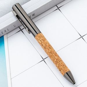 Nouveau modèle stylo à bille rotatif en métal PU à motifs de résineux créatif baril de <span class=keywords><strong>Grain</strong></span> de bois publicité cadeau stylo encre noire - Product Image 1
