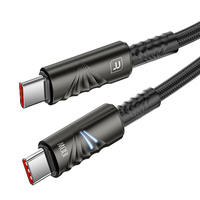 Câble tressé Toocki efficace 100W PD E-Marker Type-C vers Type-C avec indicateur intelligent pour la maison et le bureau