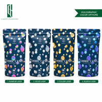 Sacs à café holographiques irisés brillants avec valve, réfléchissants arc-en-ciel, pochette verticale de 250g, emballage de luxe pour café, idéal pour les fêtes