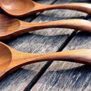 Cucharas de Madera Premium Hechas a Mano para Cocinar, Servir, Remover, Mezclar y Preparar Alimentos, Hechas de Madera Natural Ecológica - Product Image 6