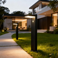 Borne solaire LED décorative noire en aluminium moulé sous pression, étanche, avec détecteur de mouvement, pour extérieur, 3500K blanc chaud, pour jardin