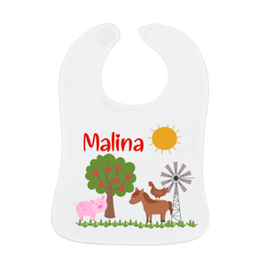 Bavaglino per neonati con nome - Fattoria / Stalla - Product Image 1