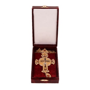 Greek Orthodox Catholic big Gold necklace religious Jesus Crucifix diamond alloy free box and chain ODM pectoral cross - Product Image 6