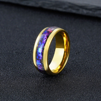 Bague en carbure de tungstène OAHLAN 8 mm plaquée or avec opale bleue violette éclatée effet nébuleuse, pour homme, alliance de mariage, cadeaux de fête