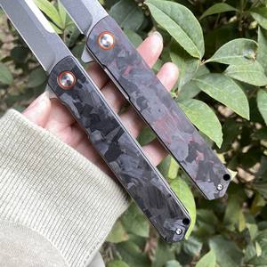 Nouvelle annonce D2 couteau de poche pliant 3.7 ''T <span class=keywords><strong>lame</strong></span> couteau pliant manche en Fiber de carbone vierge couteau EDC avec clip - Product Image 4