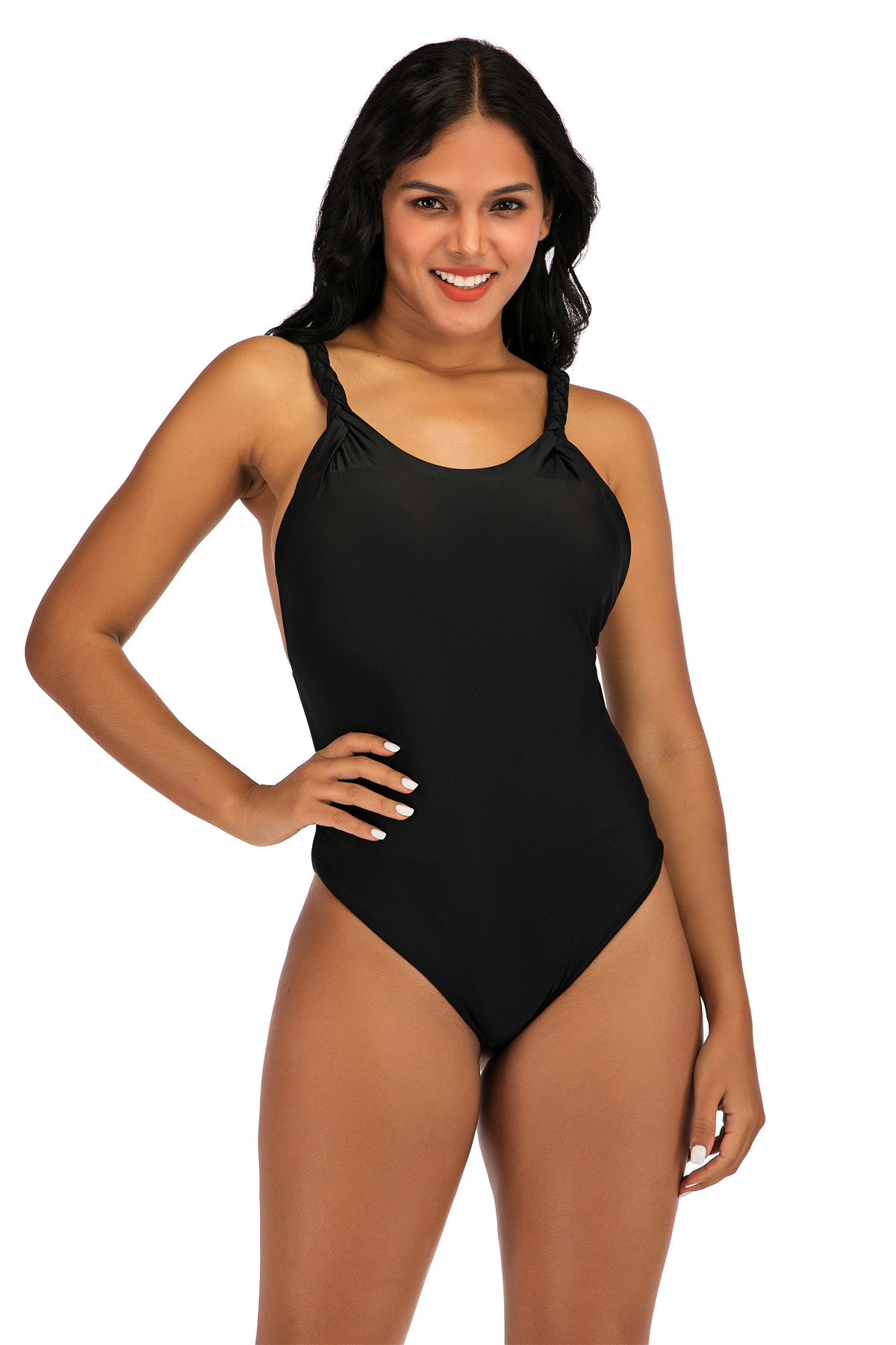 Black sexy one piece high waist swimsuit hot sale 2021