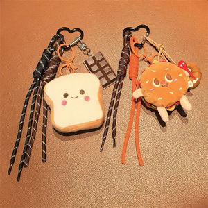Llavero de Peluche Kawaii con Forma de Hamburguesa para Niñas, Colgante Estético de Comida de Dibujos Animados para Ella, Accesorio Creativo de Llavero Tejido, Regalo al por Mayor - Product Image 4