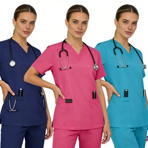 Women's V-Neck Scrub Top Short Sleeve Moisture Wicking Hospital Uniform For Nurses Medical Workwear Size S XXL - Product Image 1