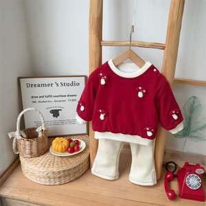 Conjunto de Dos Piezas para Bebé, Otoño-Invierno 2026, Estilo Casual, Forrado de Felpa de Poliéster/Algodón, Diseño de Dibujos Animados con Hongo y Conejo, Cálido y Lindo - Product Image 6