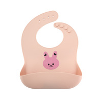 CHINFAI OEM ODM Ensemble d'alimentation pour bébé personnalisé, respectueux de l'environnement, ensemble de repas pour bébé, assiettes et bols roses, bavoir, ensemble de vaisselle en silicone pour bébé