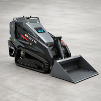 Derette V1000 Pro Mini Skid Steer Loader Kubota D902 Engine 25HP Compact Tracked Skid Steer XC1100 untuk Pekerja Lanskap Profesional.