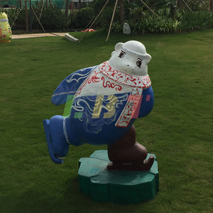 Escultura de Oso Polar Libit de Fibra de Vidrio, Decoración para el Año Nuevo Chino, Figura de Dibujos Animados, Arte Paisajístico - Product Image 3
