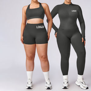 Stock Plus Size Reversible Gym Wear Workout Yoga Set-Solid Color Fitness Bra Flare <strong>Leggings</strong> Waist Washed Activewear Sports Pants - Product Image 1