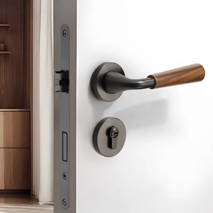 Walnut Wood Bedroom Door <b>Lock</b> And <b>Handle</b> Gray Door <b>Lock</b> Magnetic Silent Door - Product Image 4