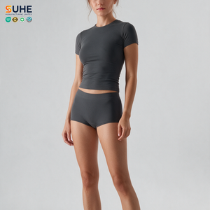 Shorts de sport sans couture taille haute pour femme SUHE, en modal et élasthanne tricoté doux et respirant, tailles S-XL - Product Image 6