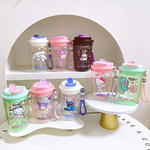 500ml tráng trẻ em cốc nước bằng nhựa đôi uống rơm mùa hè ấm đun nước uống cầm tay - Product Image 2