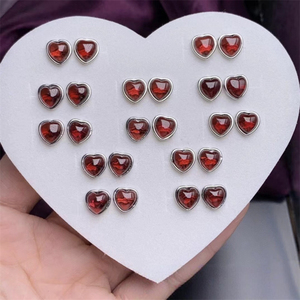 Bông tai đá quý Garnet & Peridot tự nhiên bán buôn, đá pha lê tự nhiên trị liệu, thiết kế tròn khắc, quà tặng cưới - Product Image 3