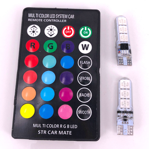 Personnalisation T10 RGB 5050 6 SMD 12V 500 heures de garantie, éclairage LED de voiture blanc naturel, télécommande, éclairage clignotant de plaque d'immatriculation - Product Image 1