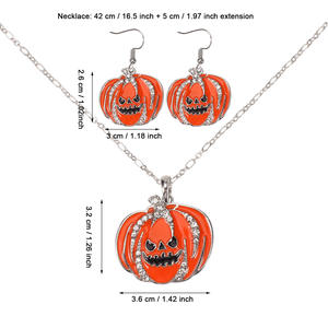 Halloween Pumpkin Necklace And Earring <b>Set</b> <b>Crystal</b> Rhinestone Women's Party Jewelry Fashion <b>Sets</b> - Product Image 2