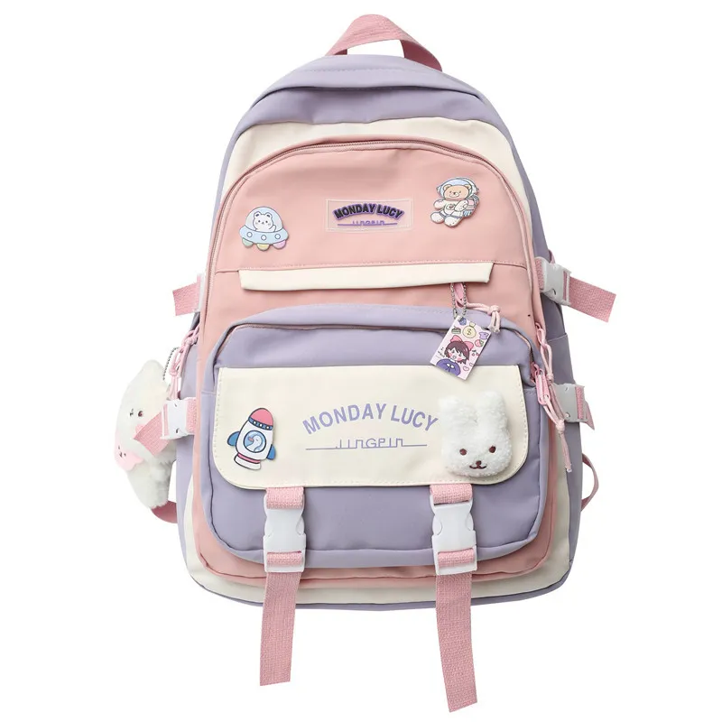 Korean Style Pink Girl School Bags Junior High School Students Backpack Student School Bag