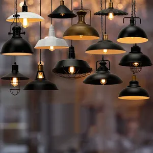 Industrial Cafe Bar vintage lámpara colgante e27 negro retro Luz