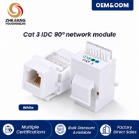 Modulo Telefonico RJ11 a Quattro Nuclei 4P4C Senza Utensili IDC, Presa Keystone CAT3 Bianca per Pannello a Muro PC, Uscita Voce Dorata