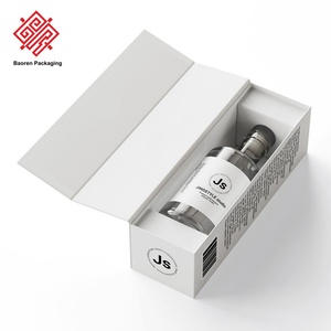 กล่องใส่ไวน์ระดับพรีเมียม Baoren สำหรับขวดเดียว คุณภาพสูง พร้อมฝาปิดแม่เหล็กแบบพลิกสีเทา บรรจุภัณฑ์สำหรับขวดไวน์ - Product Image 1