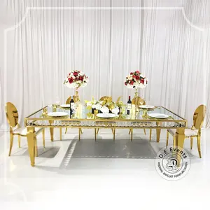 Crystal glass top mirror wedding dining tables for sale