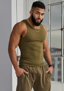 Yüksek kalite erkek spor yelek üst Mens spor salonu için üst giyim özel logo kas Fit nervürlü yelekler nervürlü yelek erkekler - Product Image 4