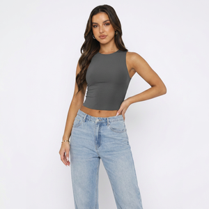 Seamless 100% Cotton Knitted Eco-Friendly Breathable Summer Tank <b>Top</b> Women Streetwear OEM Manufacturer Bulk Wholesale - Product Image 1