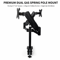 Nouveau support d'écran double en métal noir pour la productivité et le multitâche, avec ressort à gaz, rotation à 360°, capacité de 10 kg par bras, pour moniteurs de 17 à 32 pouces