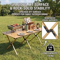 Table de camping pliante en aluminium, légère et portable, 472x236 pouces, installation facile, aucun outil nécessaire, sac de transport inclus