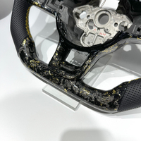 Volante de Carreras de Fibra de Carbono Forjado con LED para VW Golf 7 MK7 Mk7.5 GTI, Volante Polo GTS R Line 2011 2015 2018 2022 Dorado