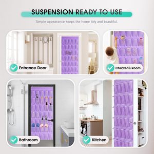 Over The Door <b>Shoe</b> Organizer 35 Pockets Breathable Mesh Purple Hanging Storage For <b>Shoes</b> With 4 Metal <b>Hooks</b> - Product Image 5