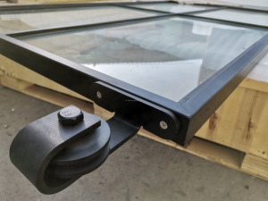 ประตูยุ้งข้าวแบบเลื่อนกระจกสองชั้นพร้อมกระจกฝ้ารางโครงเหล็กฝรั่งเศสสีดำภายใน - Product Image 6