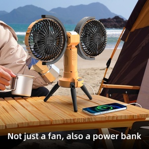 2024 New Product F7300 Double Heads Stand Fan Desktop <b>Outdoor</b> Camping Rechargeable Fans with LED Indoor <b>Table</b> Fans - Product Image 6