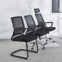 GEDO Vente en gros Chaise de bureau de luxe avec accoudoirs en acier en forme d'arc, chaise de travail respirante en maille, chaise de direction ergonomique pour longues sessions assises