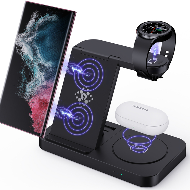 Portable Multi-function Wireless Station Magnetic 15W Fast Charging 3 in 1 Foldable Charger for Travel Office