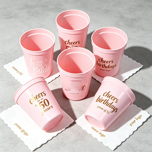 Vaso Reutilizable de Plástico Libre de BPA para Bodas, Diseño Esmerilado Flexible para Estadios, Tamaños de 9oz, 10oz, 12oz, 14oz, 16oz, 20oz, 22oz para Fiestas - Product Image 1
